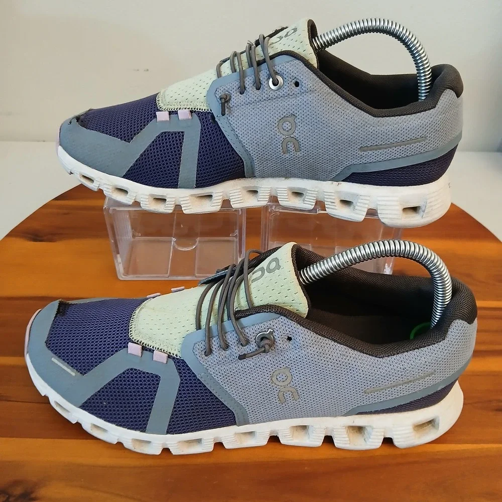 On Cloud 5 Womens 9 Blue Grey Low Top Mesh Running Shoes Sneakers 69.98553